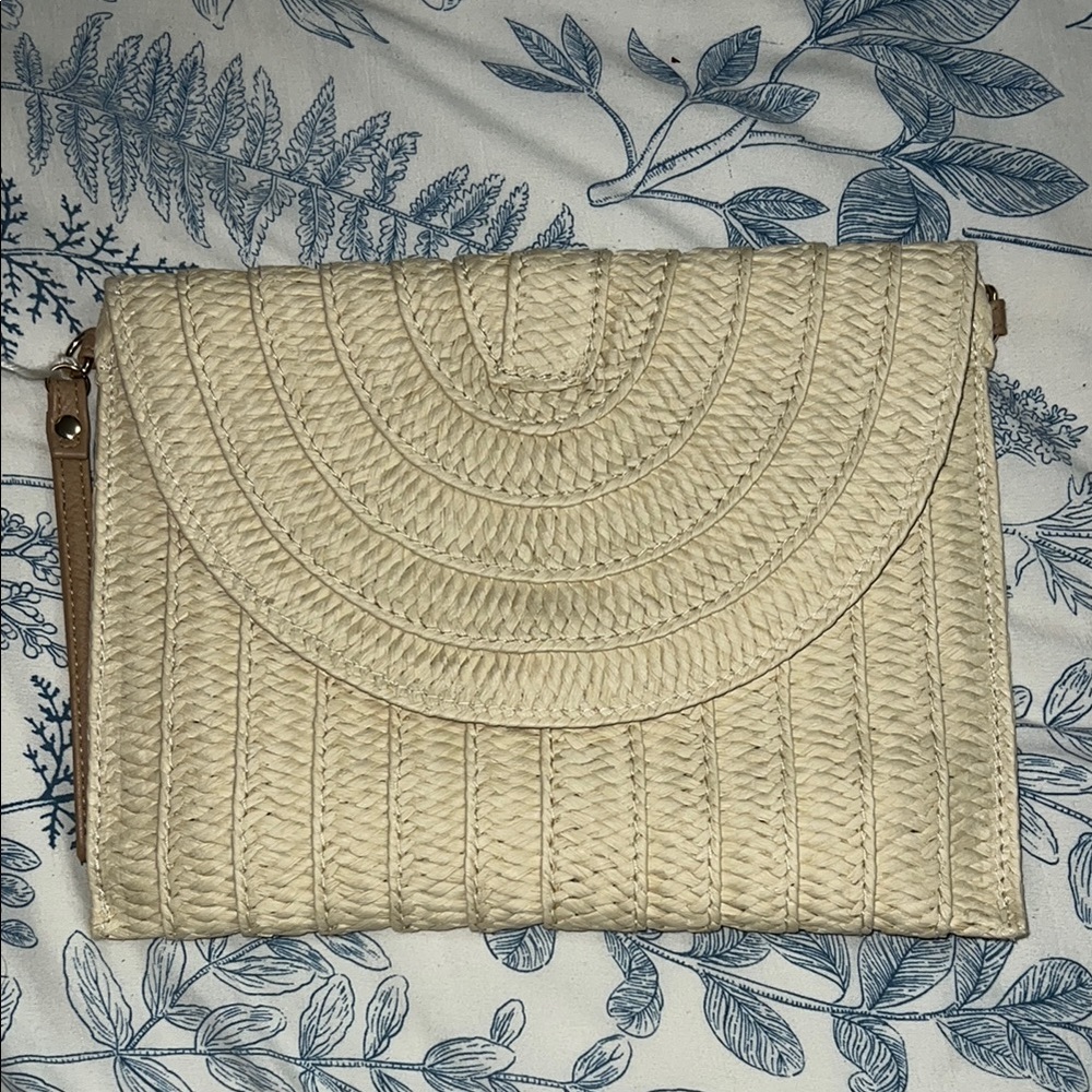 Elegant Cream Woven Clutch BNWOT